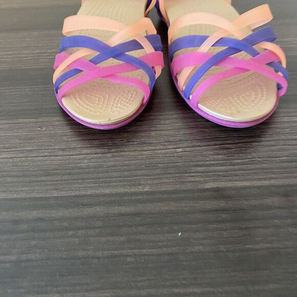 CROCS Huarache ladies Orange & Pink Jelly Open Toe Sandals Women 8 Resort Beach - Picture 3 of 12